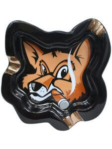 Fox Head Black Ceramic Ashtray