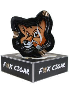 Fox Head Black Ceramic Ashtray