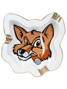 Fox Head White Ceramic Ashtray