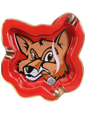 Fox Head Red Ceramic Ashtray