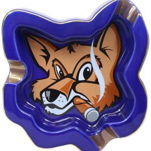 Fox Head Blue Ceramic Ashtray