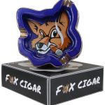 Fox Head Blue Ceramic Ashtray