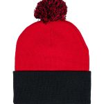 Red & Black Fox Pom Beanie