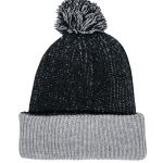 Black & Gray Fox Pom Beanie