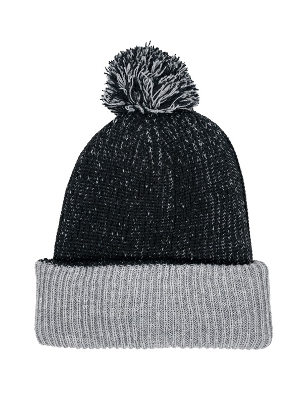 Black & Gray Fox Pom Beanie