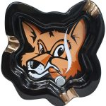Fox Head Black Ceramic Ashtray