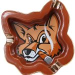 Fox Head Brown Ceramic Ashtray