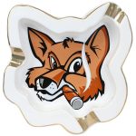 Fox Head White Ceramic Ashtray