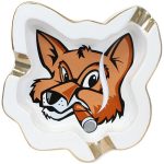 Fox Head White Ceramic Ashtray