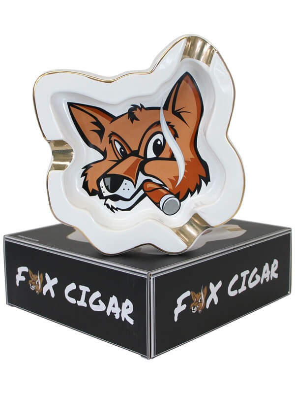 Fox Head White Ceramic Ashtray