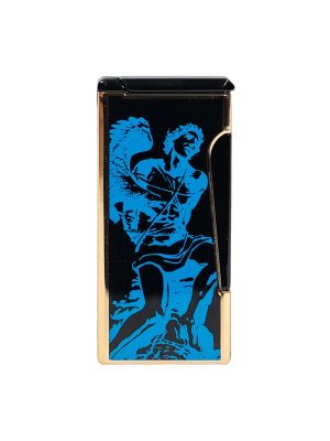 God of Fire "Never Back Down" (Retro) Blue on Black Lighter