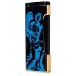 God of Fire “Never Back Down” (Retro) Blue on Black Lighter