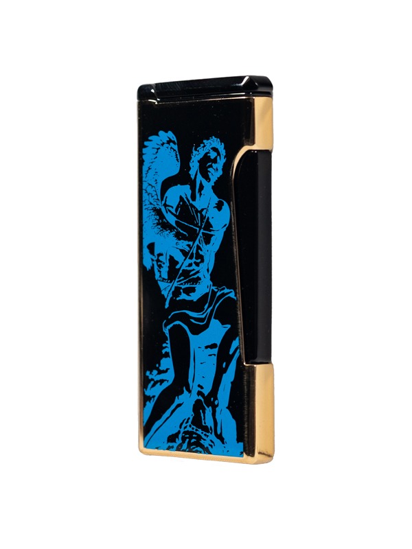 God of Fire “Never Back Down” (Retro) Blue on Black Lighter