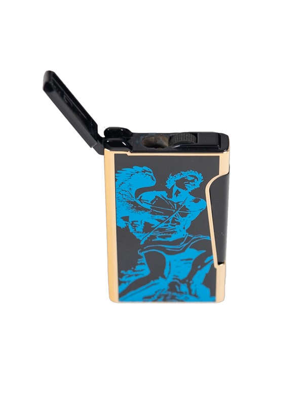 God of Fire “Never Back Down” (Retro) Blue on Black Lighter