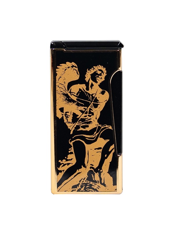 God of Fire “Never Back Down” (Retro) Gold on Black Lighter