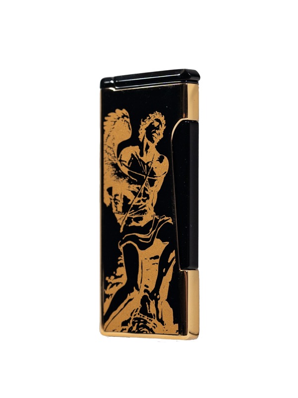 God of Fire “Never Back Down” (Retro) Gold on Black Lighter