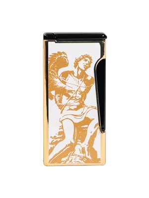 God of Fire "Never Back Down" (Retro) Gold on White Lighter
