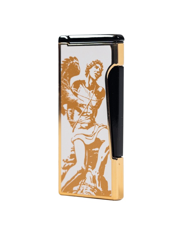 God of Fire “Never Back Down” (Retro) Gold on White Lighter