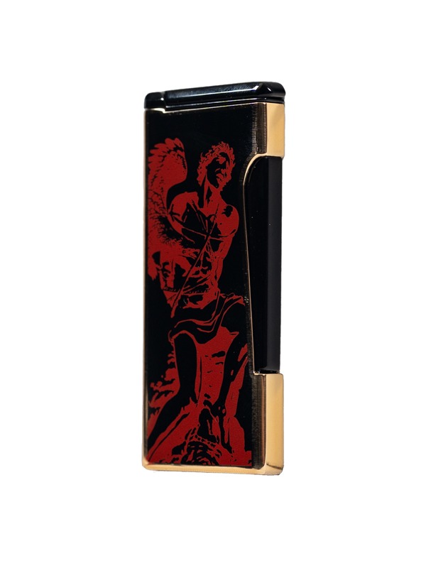 God of Fire “Never Back Down” (Retro) Red on Black lighter