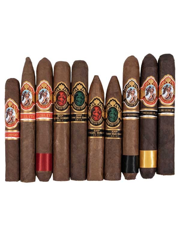 God of Fire KKP Never Back Down 10 Cigar Assortment Black Lacquer