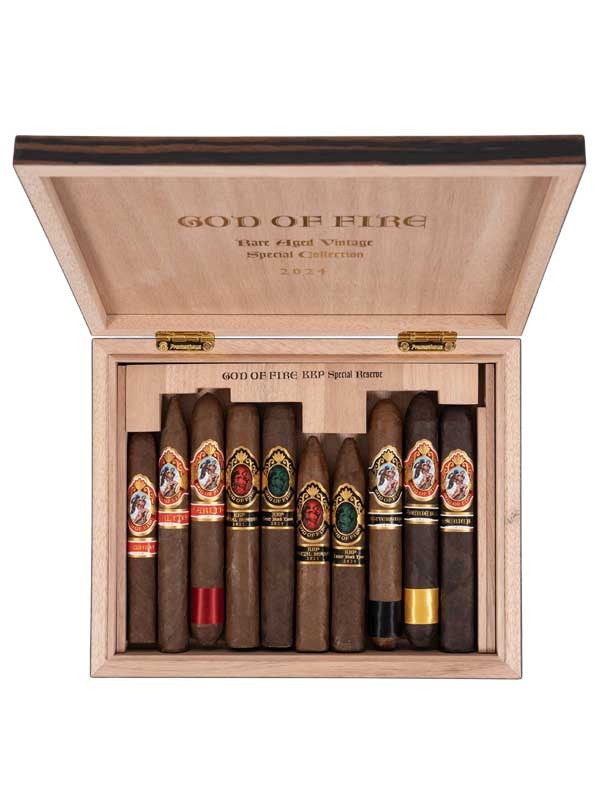God of Fire KKP Never Back Down 10 Cigar Assortment Macassar Ebony