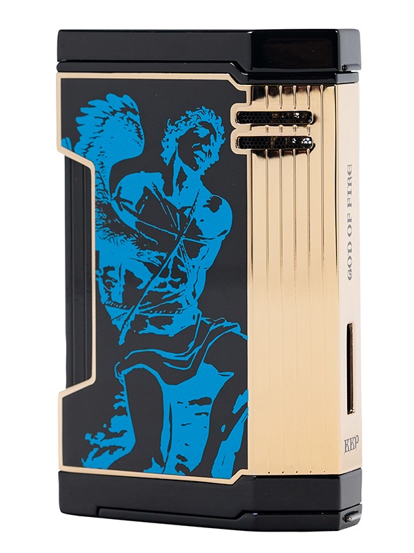 God of Fire “Never Back Down” in Blue on Black Lighter