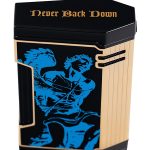 God of Fire “Never Back Down” in Blue on Black Lighter