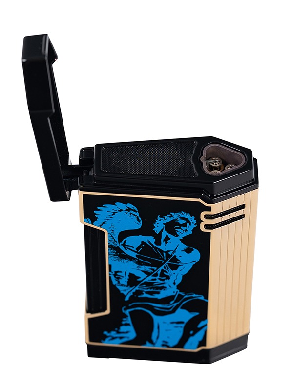 God of Fire “Never Back Down” in Blue on Black Lighter