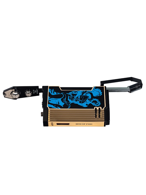 God of Fire “Never Back Down” in Blue on Black Lighter