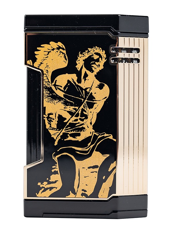 God of Fire "Never Back Down" in Gold on Black Lighter