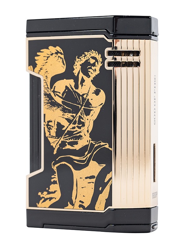 God of Fire “Never Back Down” in Gold on Black Lighter