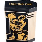 God of Fire “Never Back Down” in Gold on Black Lighter