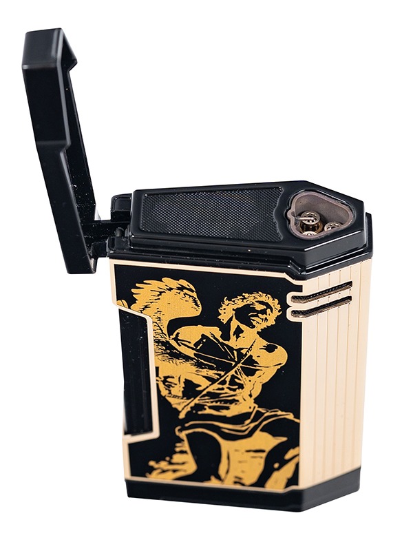 God of Fire “Never Back Down” in Gold on Black Lighter