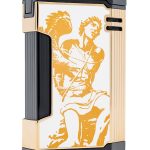 God of Fire “Never Back Down” in Gold on White Lighter