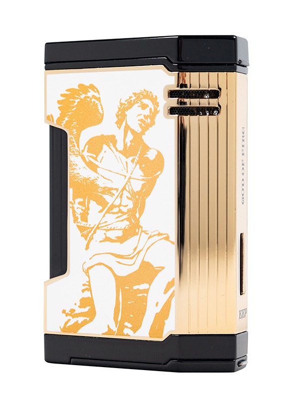 God of Fire “Never Back Down” in Gold on White Lighter