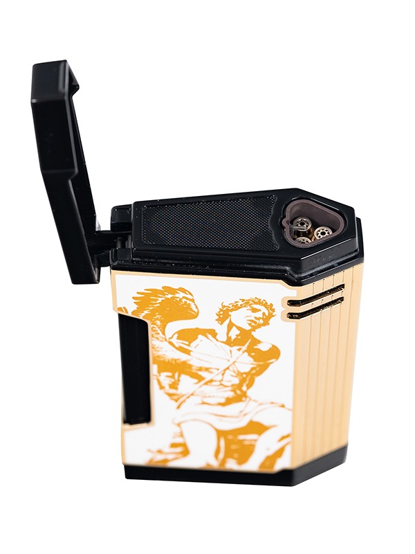 God of Fire “Never Back Down” in Gold on White Lighter