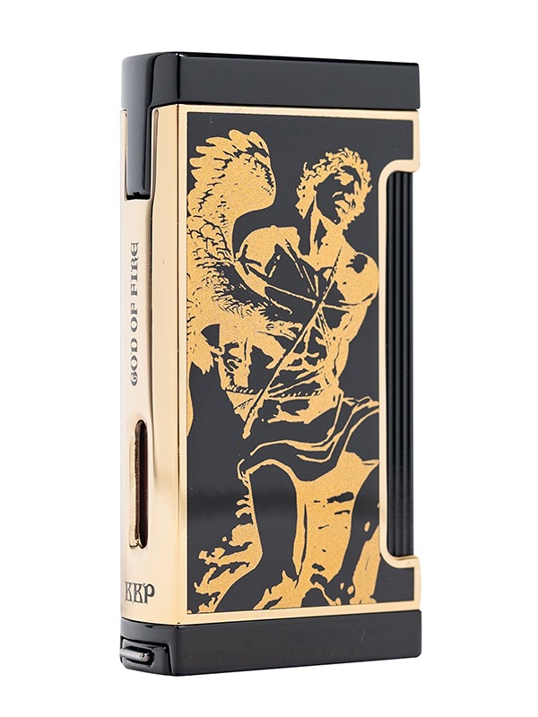 God of Fire “Never Back Down” Ultimo X in Gold on Black Lighter