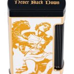 God of Fire “Never Back Down” Ultimo X in Gold on White Lighter