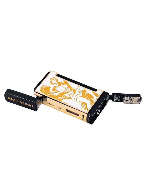 God of Fire “Never Back Down” Ultimo X in Gold on White Lighter