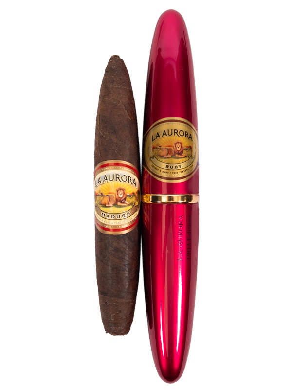 La Aurora Preferido Double Figurado Ruby Tubo