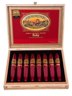 La Aurora Preferido Double Figurado Ruby Tubo