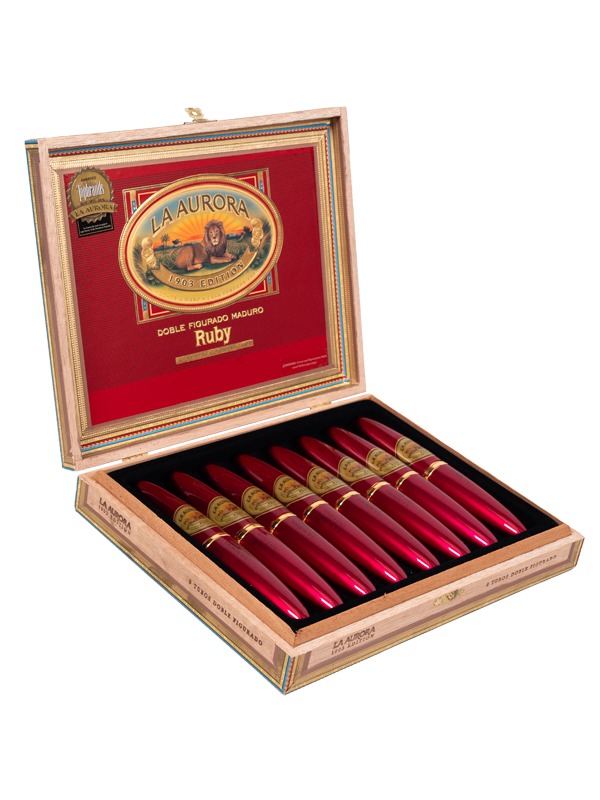 La Aurora Preferido Double Figurado Ruby Tubo