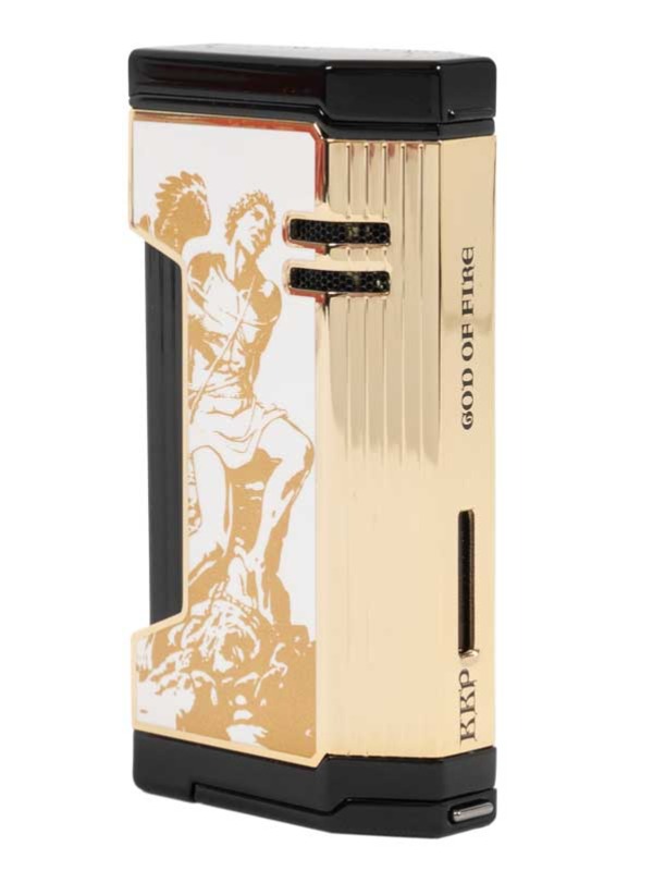 Prometheus God of Fire “Never Back Down” Magma X Lighter White with Gold (XR4)