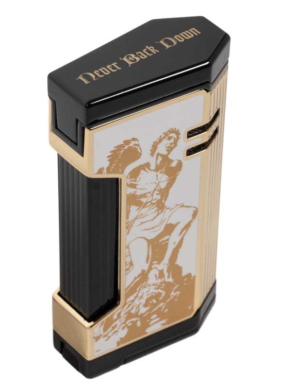 Prometheus God of Fire “Never Back Down” Magma X Lighter White with Gold (XR4)
