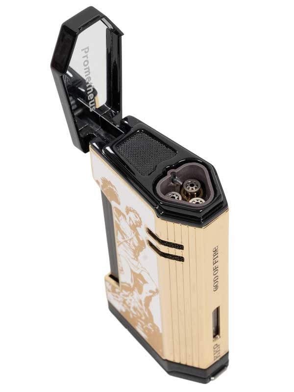 Prometheus God of Fire “Never Back Down” Magma X Lighter White with Gold (XR4)