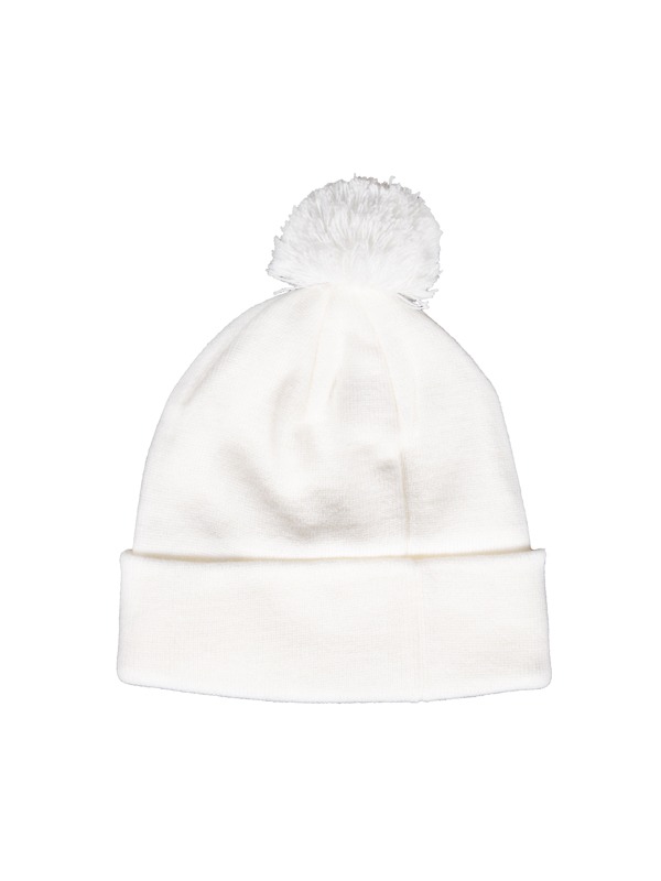White Fox Pom Beanie