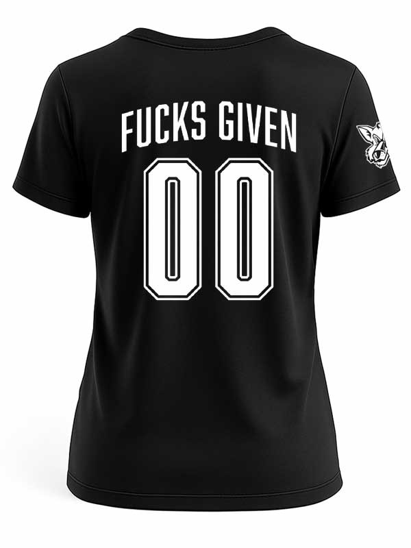 “Zero Fucks Given” Ladies V-Neck T-Shirt (Black) Large