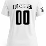 “Zero Fucks Given” Ladies V-Neck T-Shirt (White) Large