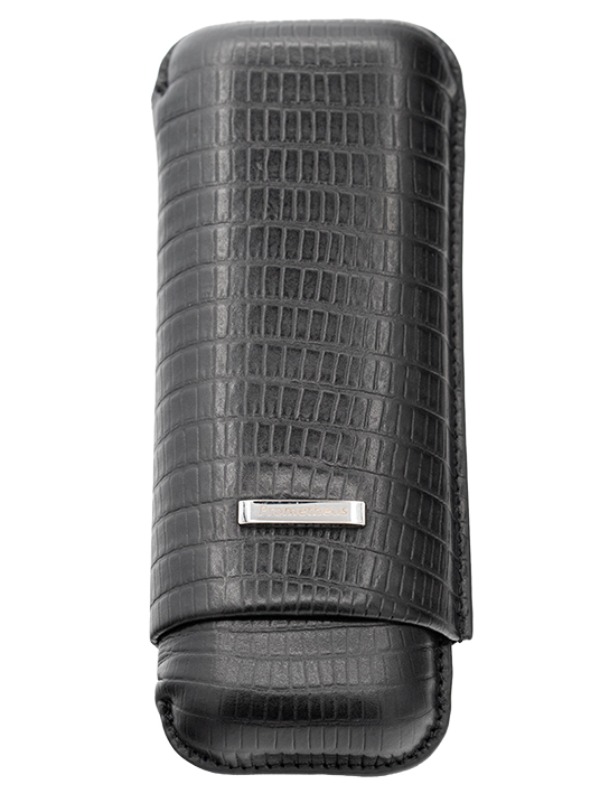 Prometheus 2-Cigar Large Ring Gauge Tejus Leather Case – Black
