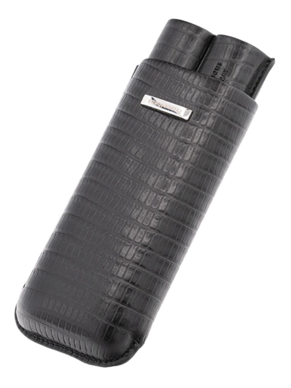 Prometheus 2-Cigar Large Ring Gauge Tejus Leather Case – Black